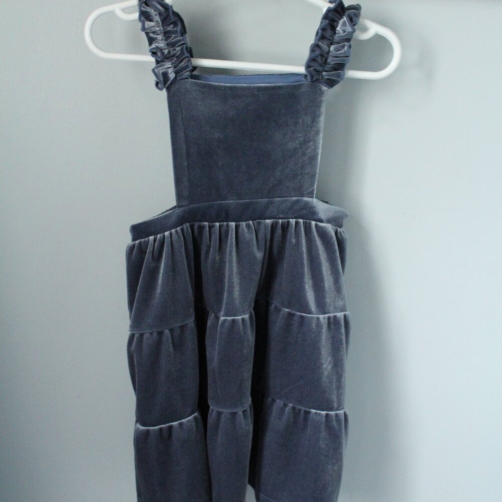 - Iris & Ivy Size 24M Soft Velour  Dress Steel Blue